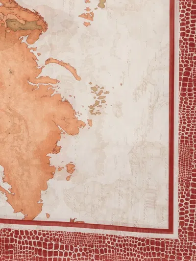 Alviero Martini 1° Classe Map-print Crocodile-effect Scarf In Multi