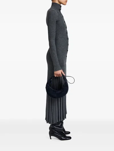 Proenza Schouler Slide Crescent-shaped Suede Shoulder Bag In Blue