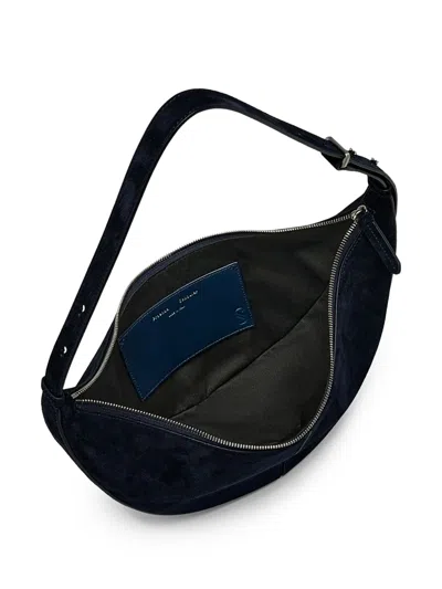 Proenza Schouler Slide Crescent-shaped Suede Shoulder Bag In Blue