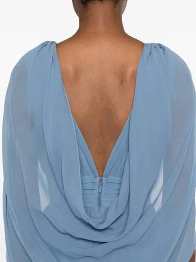 Elie Saab Draped V-neck Maxi Dress In Blue