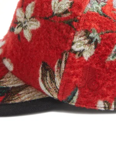 La Doublej Floral Baseball Cap In Red