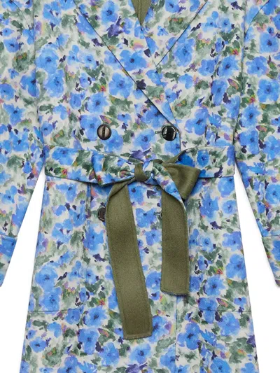 双排扣花卉印花外套