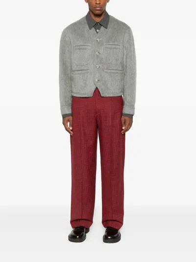 Kenzo Buttoned Patch-pocket Jacket In Gray