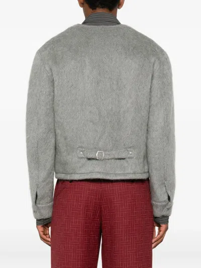 Kenzo Buttoned Patch-pocket Jacket In Gray