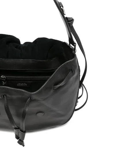Isabel Marant Bolton Embellished Tasseled Textured-leather Shoulder Bag In Black