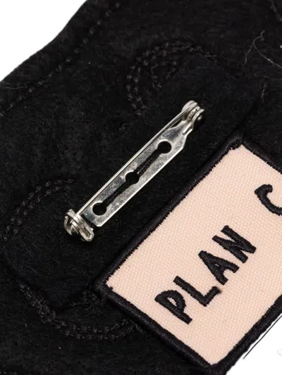 Plan C Triangular-shaped Embroidered-detail Brooch In Burgundy