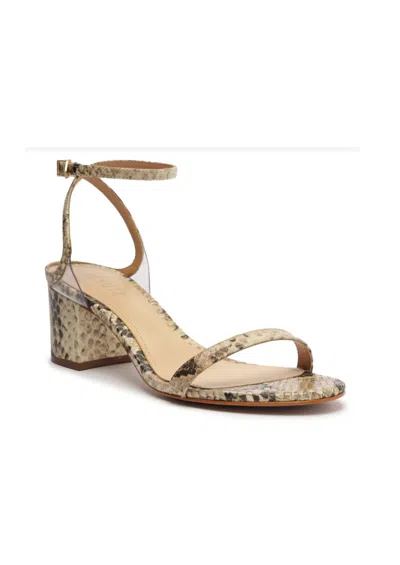 Schutz Women's Skye Mid Snake Print Block Heel In Natural/transparent In Multi