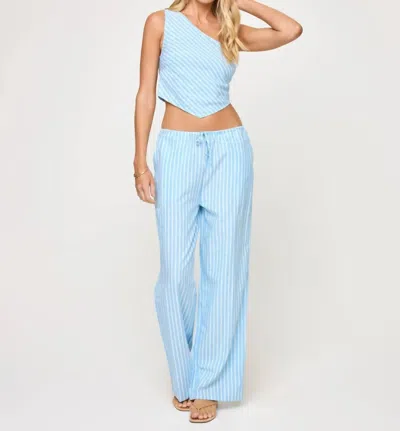 L*space Corey Linen Blend Mid-rise Wide-leg Pants In Blue