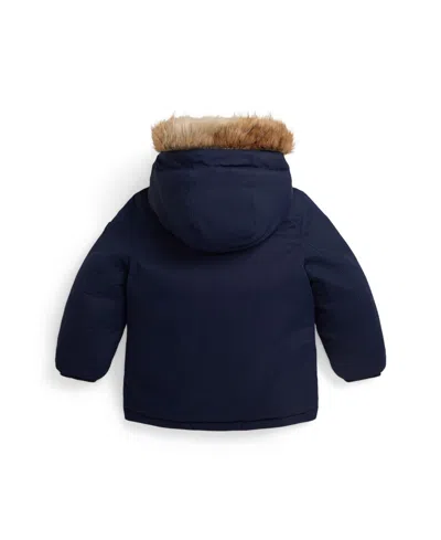 Polo Ralph Lauren Big Boys Faux-fur-trim Down Parka In Blue
