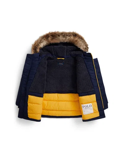 Polo Ralph Lauren Big Boys Faux-fur-trim Down Parka In Blue