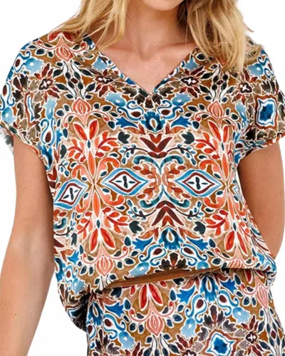 Go By Go Silk Go Raw Revisited Top In Turkish Tile Print In Multi