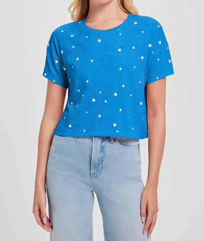 Goldie Tees Galaxy Drop Shoulder Crop Tee In Blue In Blue