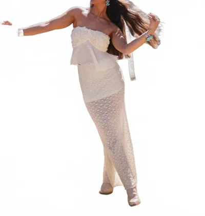 Pretty Garbage Enchanted Rose Strapless Top In Ivory In Neutral