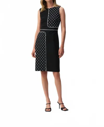 Joseph Ribkoff Dot Print Sheath Dress In Black In Black