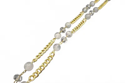 Standawt Moonstone X Clear Quartz Sunglasses Chain In Gold In Gold