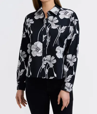 Foxcroft Marina Poppy Print Cotton Button-up Shirt In Multi