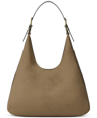 Michael Kors Nolita Large Leather Hobo Shoulder Bag In Brown