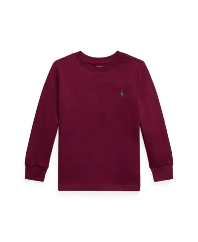 Polo Ralph Lauren Big Boys Cotton Jersey Long Sleeve T-shirt In Burgundy