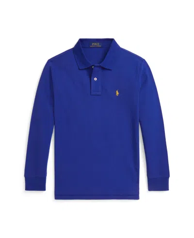 Polo Ralph Lauren Big Boys Cotton Mesh Long Sleeve Polo Shirt In Blue