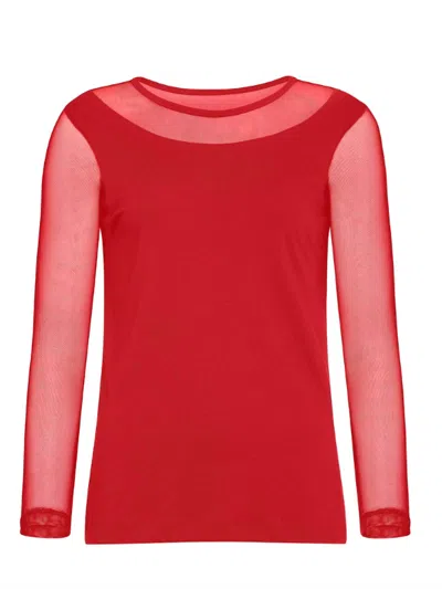 Anatomie Kim Jersey Mesh Top In Red In Red