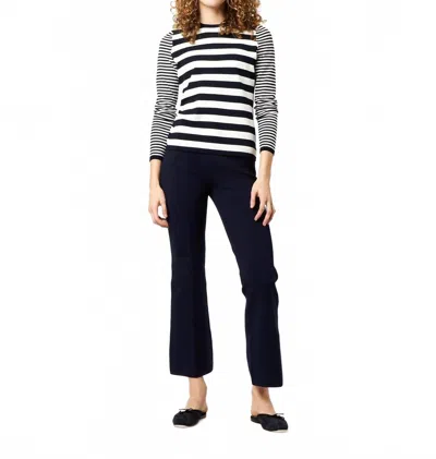 Ann Mashburn Alida Crewneck Stripe Tee In Ivory/navy In Multi