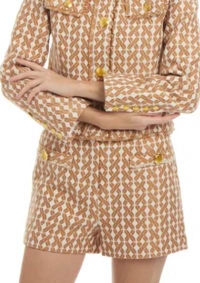 Patty Kim Coco Pattern Shorts In Camel/ivory In Black