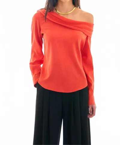 Finley Dani One Shoulder Washed Cupro Top In Flame In Red