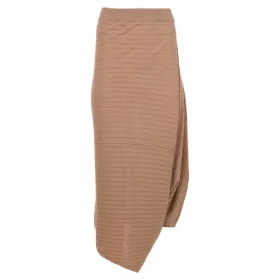 Jw Anderson Knitted Midi Skirt In Brown Linen In Brown