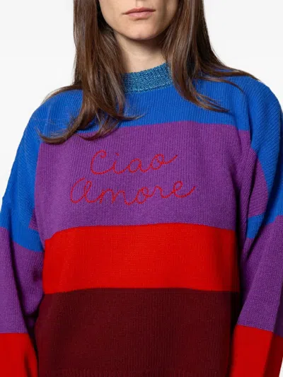 Giada Benincasa Stripe-pattern Embroidered-logo Sweater In Multi