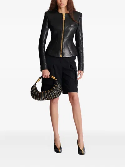 Balmain Tailored Lambskin Jacket Zipper In Black