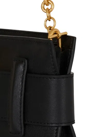 Balmain Anthem Buckle-detail Calfskin-leather Clutch In Black