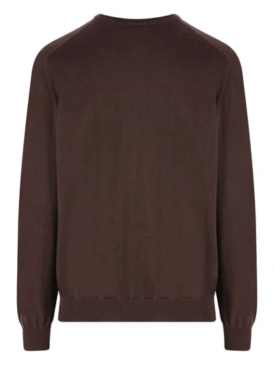 Alpha Studio Crew-neck Cashmere Sweater In Brown