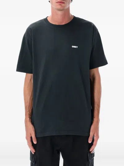 Obey Man T-shirt Black Size Xl Cotton In Black