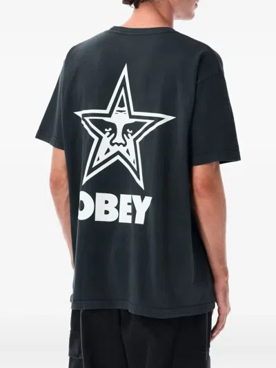 Obey Man T-shirt Black Size Xl Cotton In Black