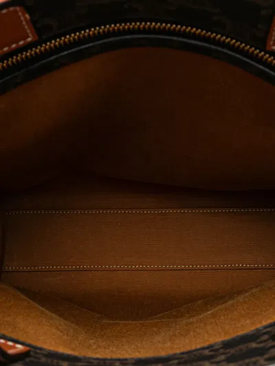 Pre-owned Celine 2022 Small Triomphe Coated Canvas Vertical Cabas Tote Satchel In Brown