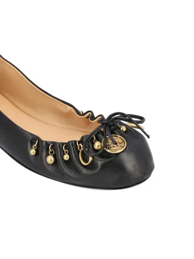 Chloé Bow Ballerinas Gold-tone Embellishments In Black