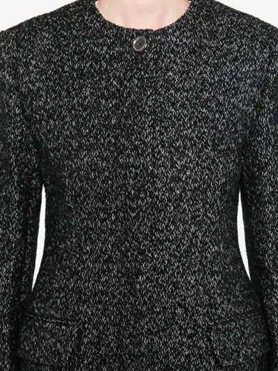 Totême Womens Black White Collarless Cinched Wool-blend Jacket In Black