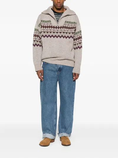 正面拉链图案毛衣