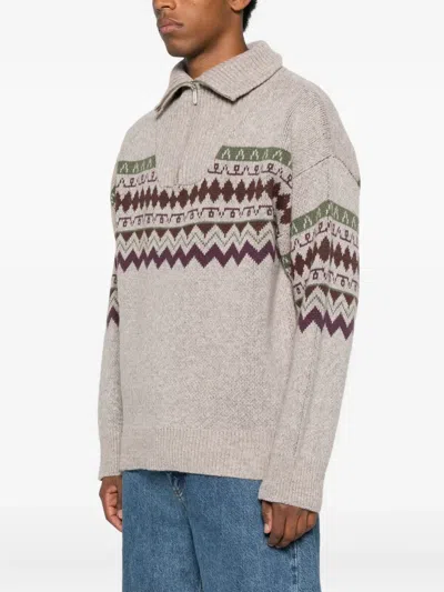 正面拉链图案毛衣