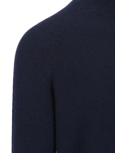 Tagliatore High-collar Ribbed Cashmere Turtleneck In Blue