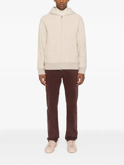 Fedeli Hooded Zip-front Jacket In Neutral