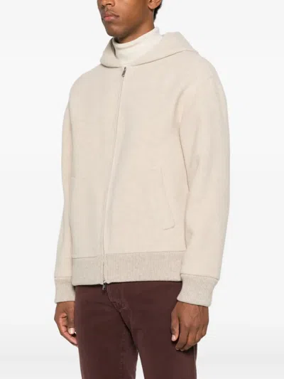 Fedeli Hooded Zip-front Jacket In Neutral