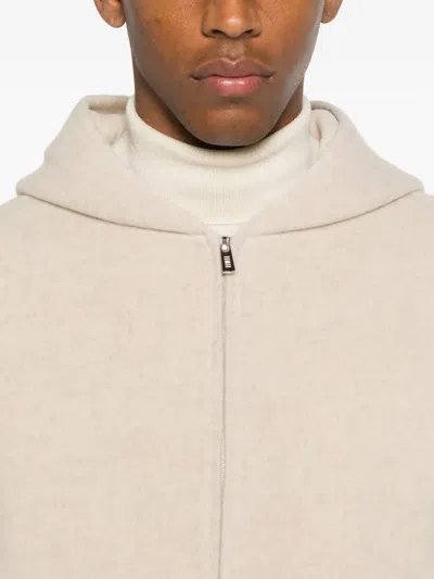 Fedeli Hooded Zip-front Jacket In Neutral