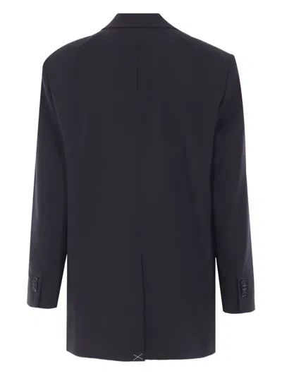 Aspesi Double-breasted Wool Coat In Blue