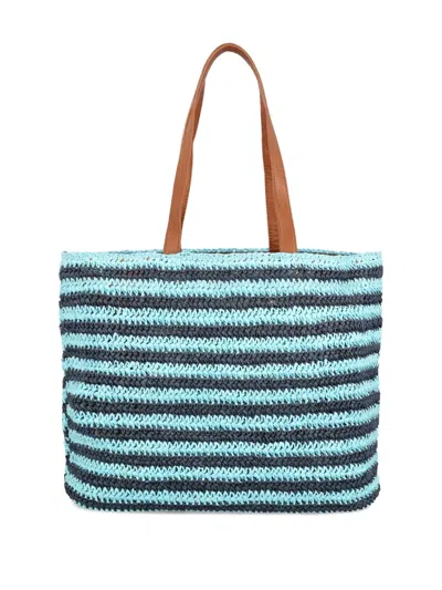 Giada Benincasa Striped-pattern Raffia Tote Bag In Blue
