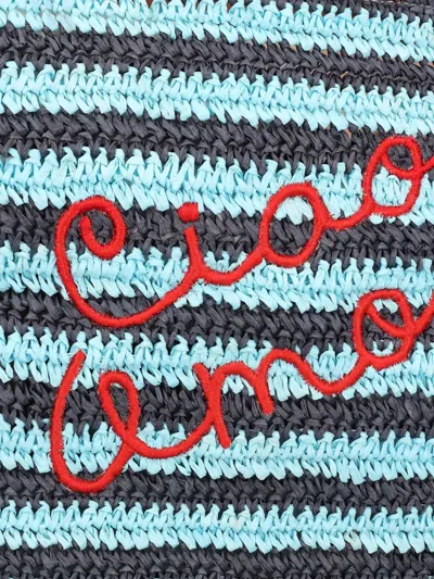 Giada Benincasa Striped-pattern Raffia Tote Bag In Blue