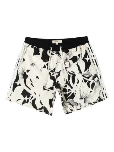 Bldg4 Floral-print Adjustable-waist Shorts In White