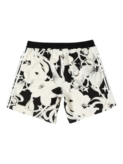 Bldg4 Floral-print Adjustable-waist Shorts In White