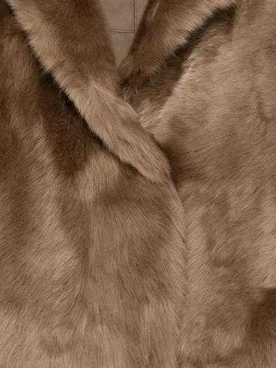 Blancha Light Brown Shearling Jacket In Animal Print