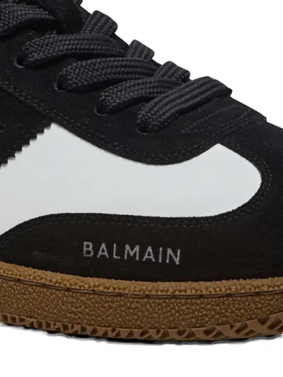 Balmain Swan Sneakers In Calfskin And Suede In Multi